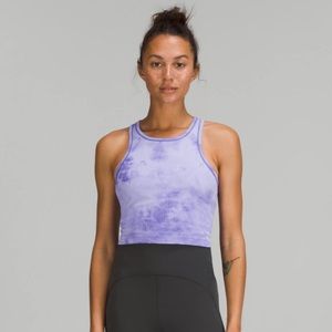 Lululemon Ebb to Street Cropped Racerback Tank Top in Marble Dye Charged Indigo